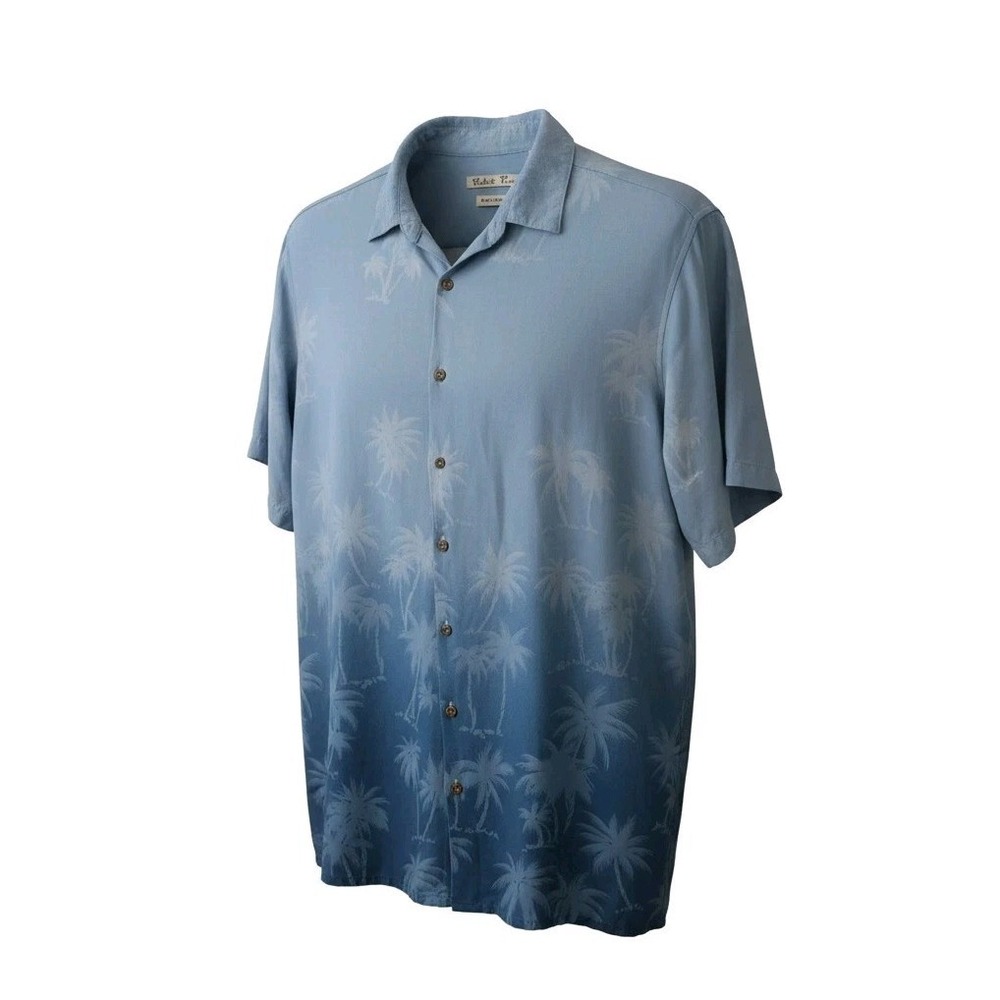 Batik Bay Hawaii Shirt‎ Men's XLT Blue Ombre Short Sleeve Tropical  Palms Casual